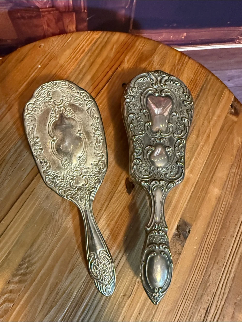 Ornate Silver-Tone Decorative Hairbrush Set Classic Victorian Towle